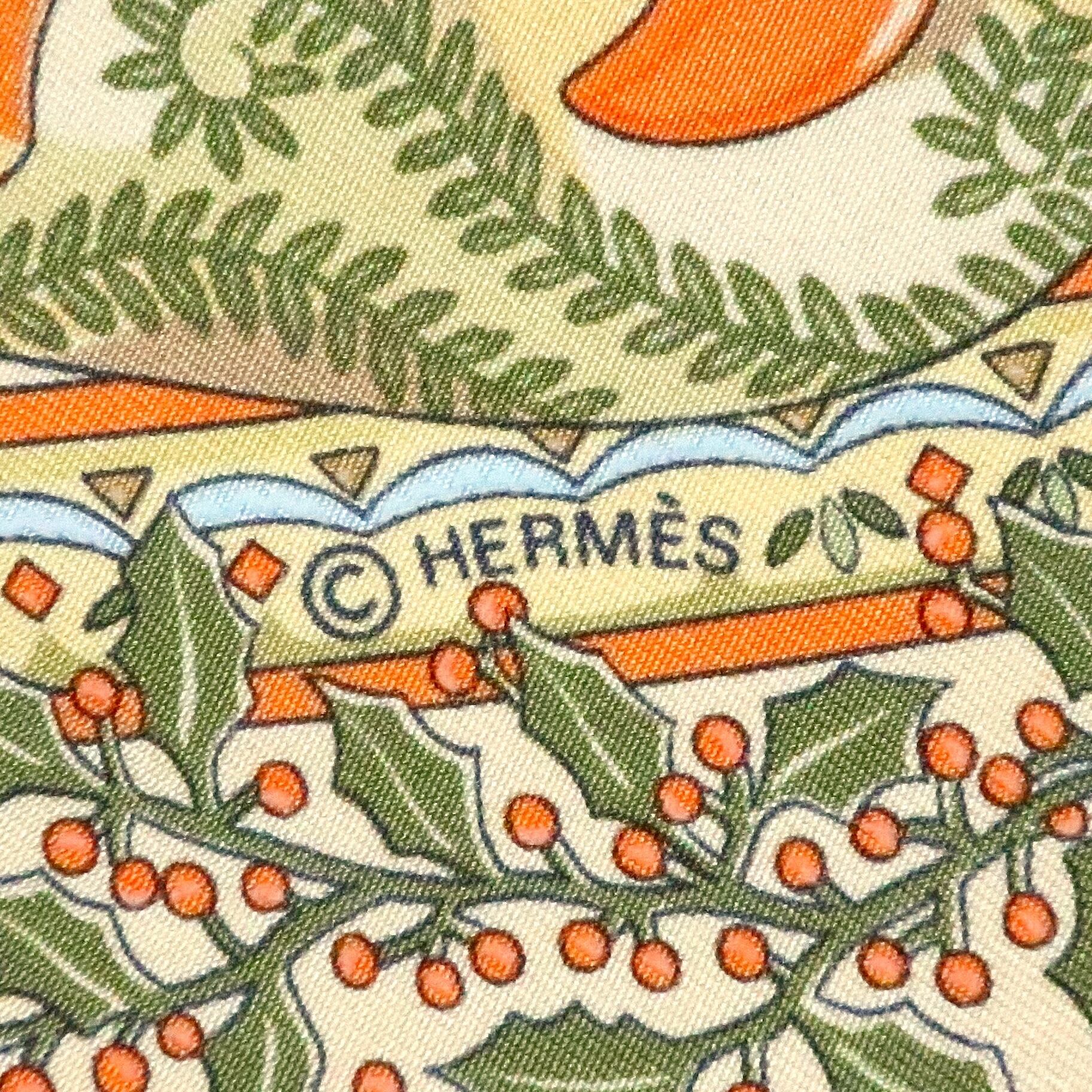 エルメス HERMES/スカーフ カレ90 世界の中心軸 Axis Mundi 植物 動物
