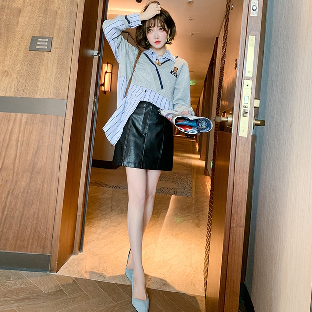 スタイルAラインオータム 秋物 レザー スカート MIUCO72370049224