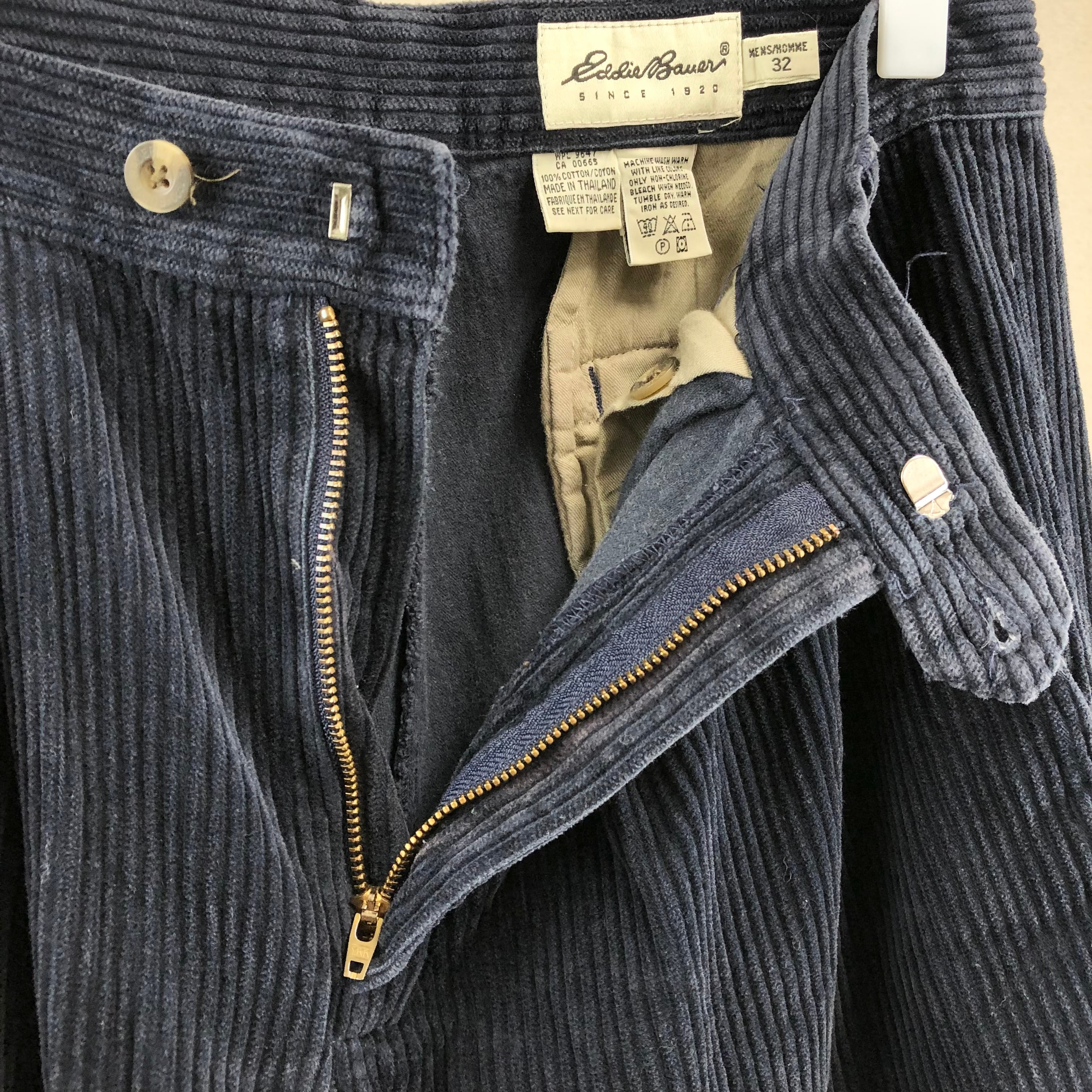 Eddie Bauer ワイドコーデュロイパンツ 太畝 2タック 黒 W36