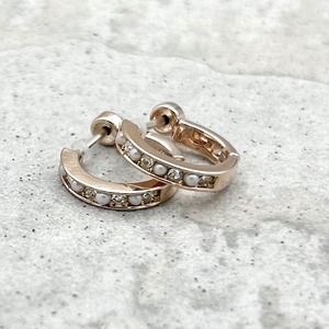 スムースピアス:ミックスパール　ワンタッチ　キャッチレス　フープ　ピアス　アレルギー対策