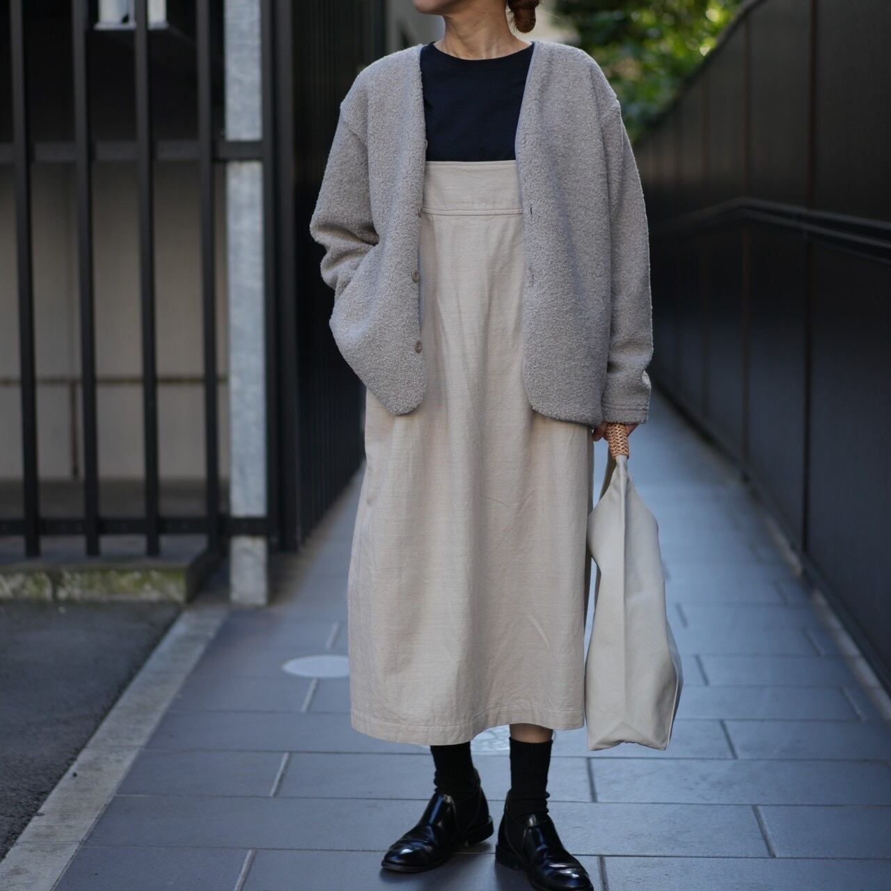 Koton コットンウール ツイルワンピース ベージュ 232-781