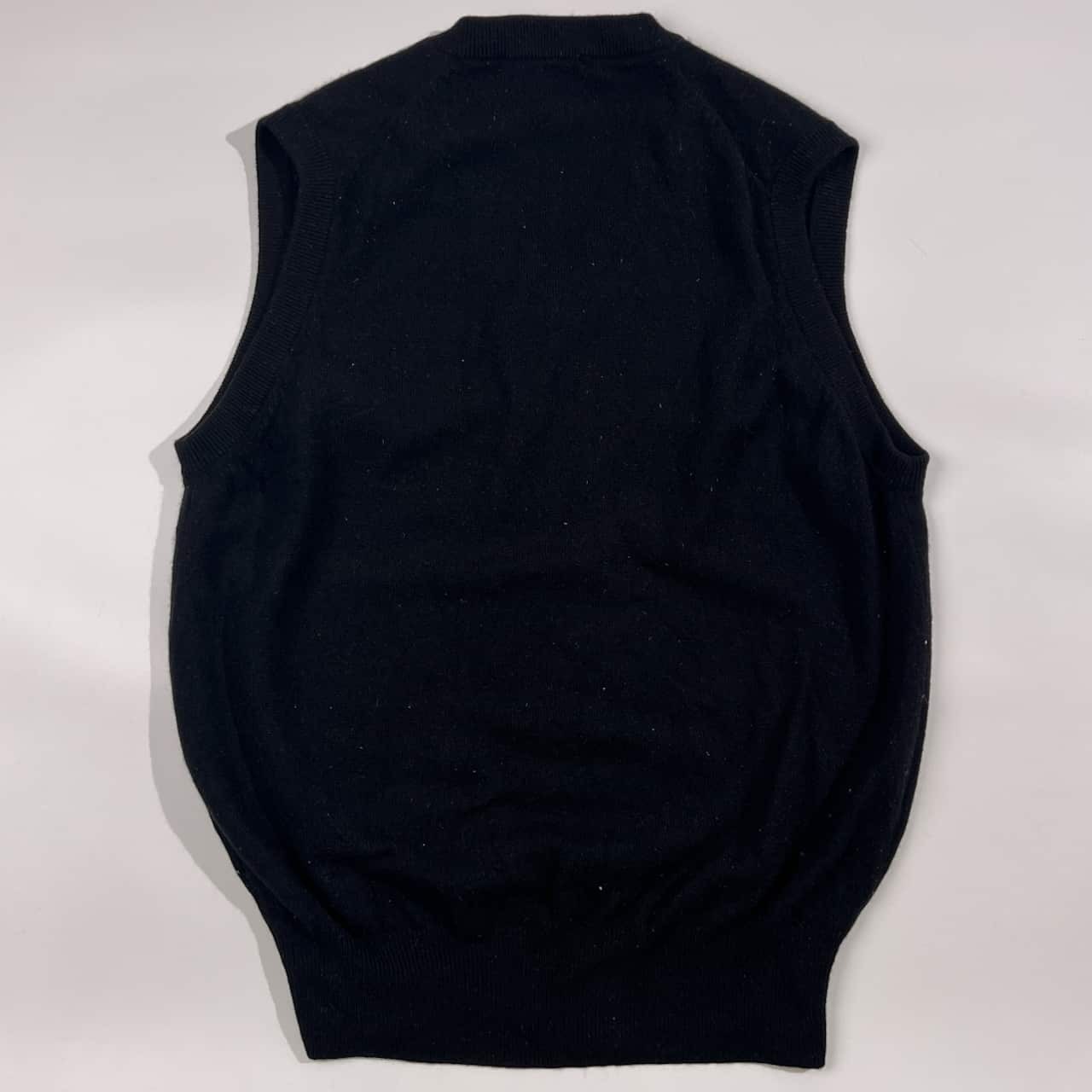 カシミヤ100% イタリア製 LAURA FIUME ラウラヒューメ Vネック ニット ベスト L/ブラック メンズ