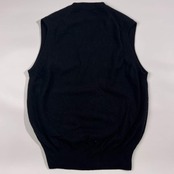 カシミヤ100% イタリア製 LAURA FIUME ラウラヒューメ Vネック ニット ベスト L/ブラック メンズ