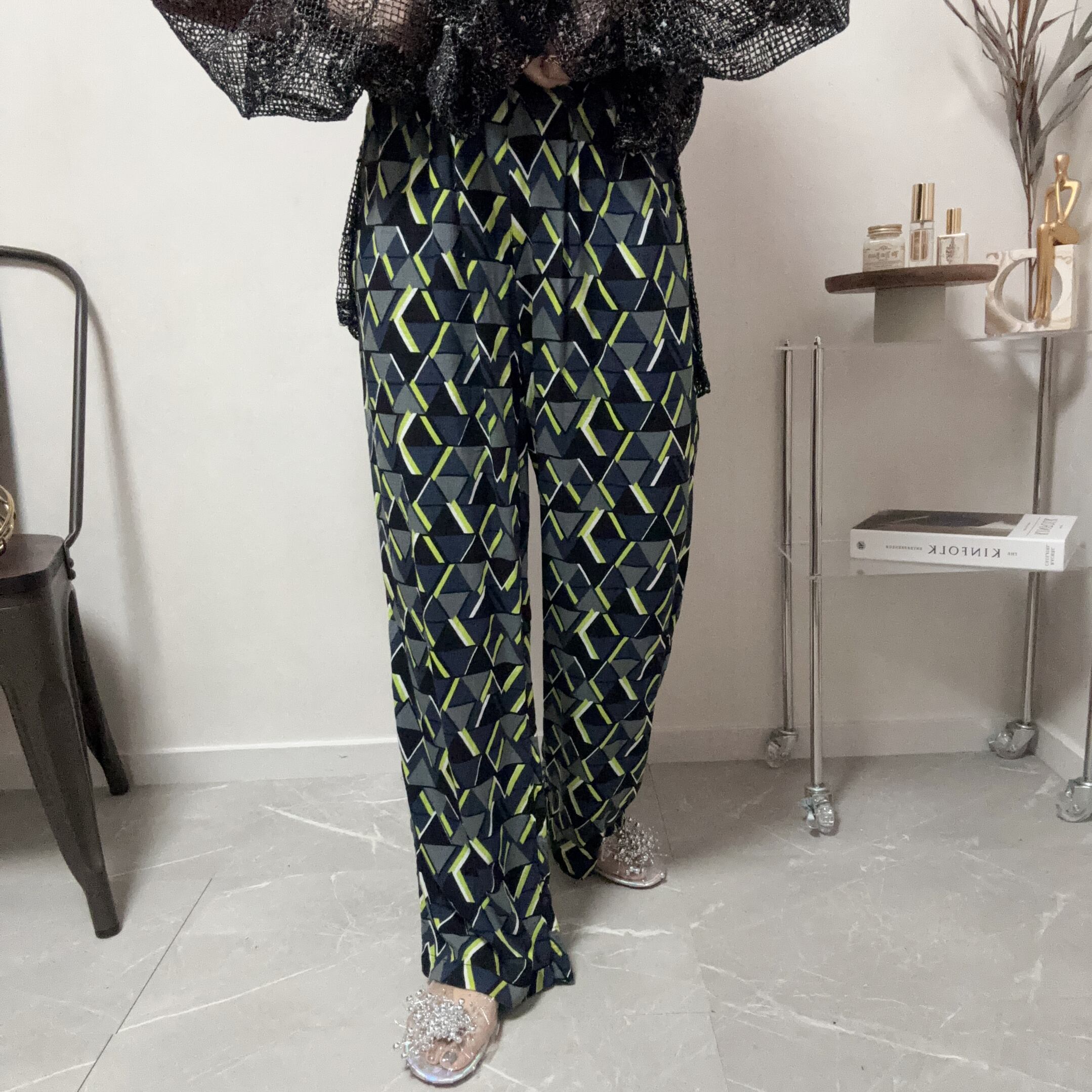 geometric pattern rayon relax PT【black】