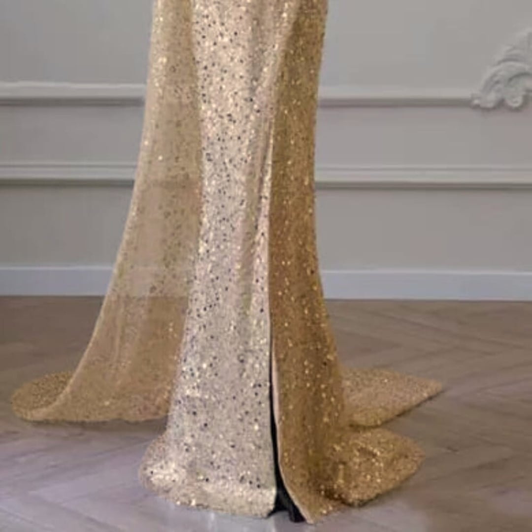 スパンコール ケープスリーブ ロングドレス D1386 | 演奏会・ステージ