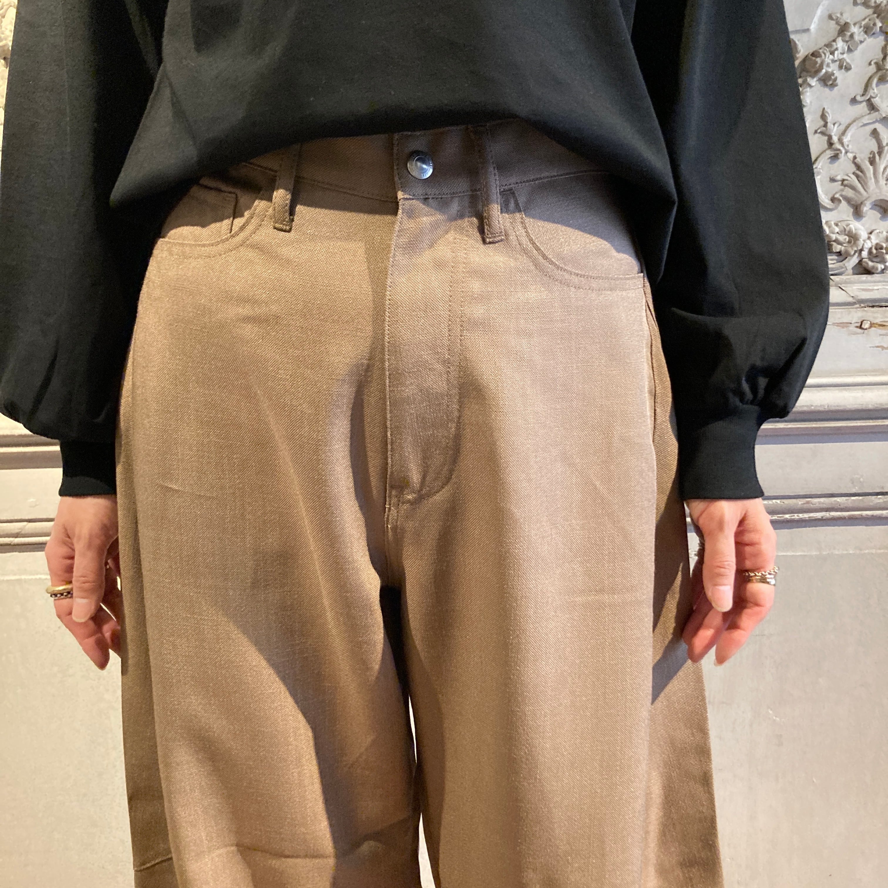 HYKE チノパンKHAKI サイズ1 HYKE【ハイク】 OXFORD BARREL-LEG JEANS (13387) | glamour online
