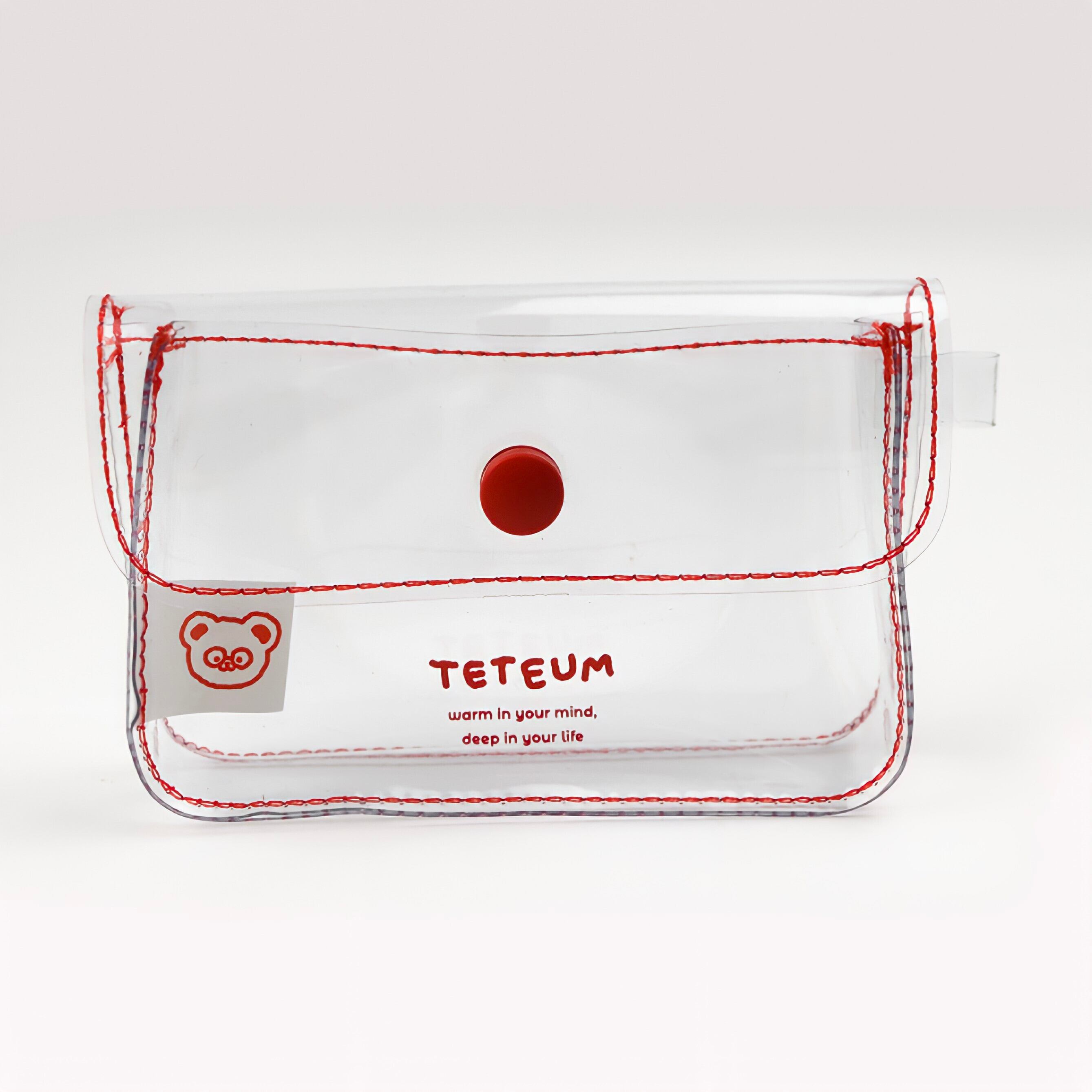 Red Stitch Card Wallet クリア カードケース ポーチ クリアポーチ ミニ財布 韓国文具 韓国雑貨 Teteum La Violette