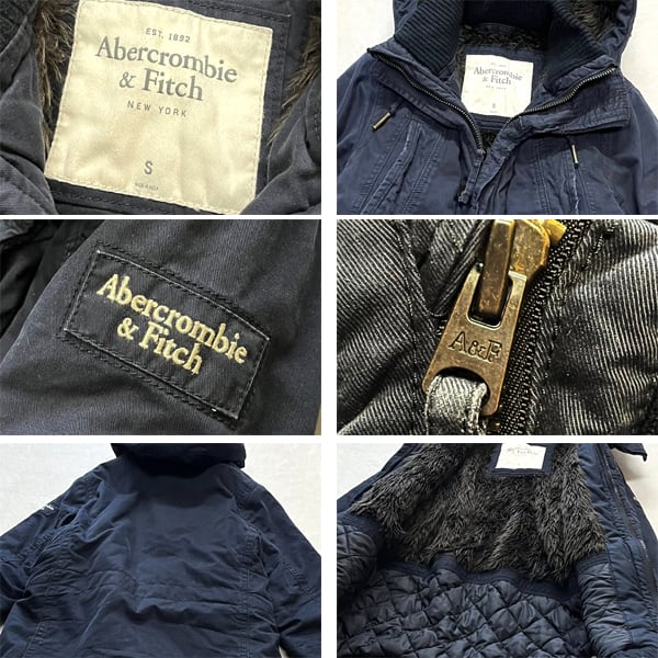 1点物◇アバクロ紺ビンテージ加工ボア裏N3Bミリタリージャケット古着