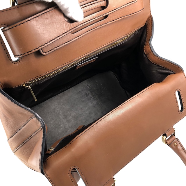 LOEWE ロエベ ハンドバッグ ブラウン ターンロック レザー vintage ヴィンテージ オールド u4bec7