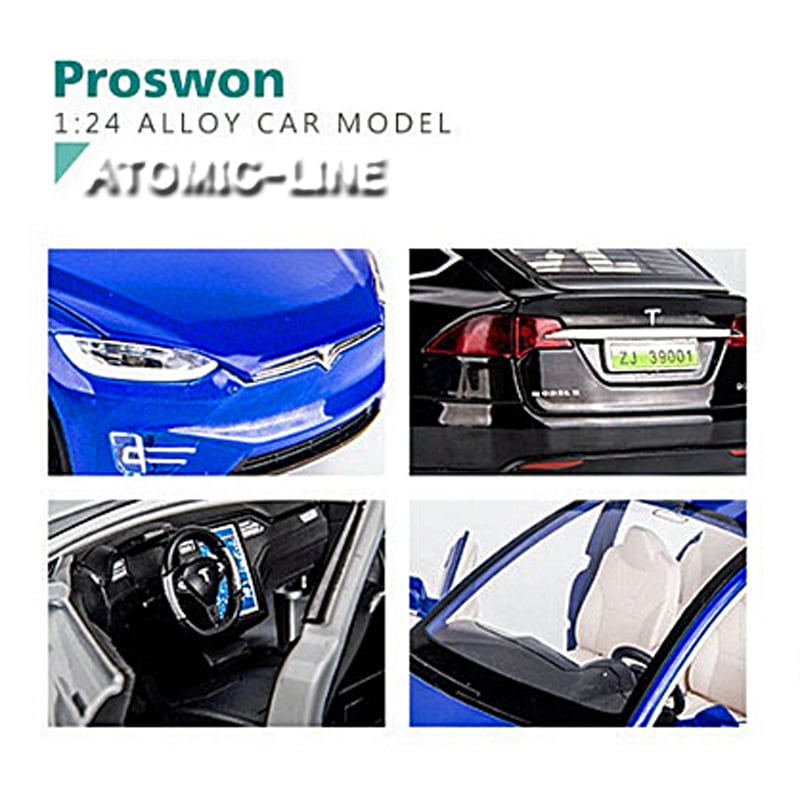 テスラ MODELX 1/24 ミニカー 全5色 ライト点灯 エンジンサウンド 合金