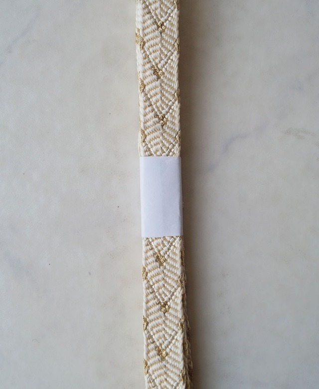 【帯締め】　笹浪組　生成色×金　No.250228①