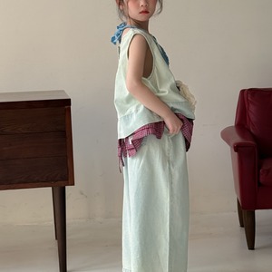 夏バックボタンデザインデニムセット