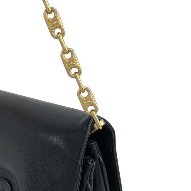 CELINE セリーヌ ショルダーバッグ ブラック ホースビット ブラゾンチェーン レザー vintage ヴィンテージ オールド zstzja