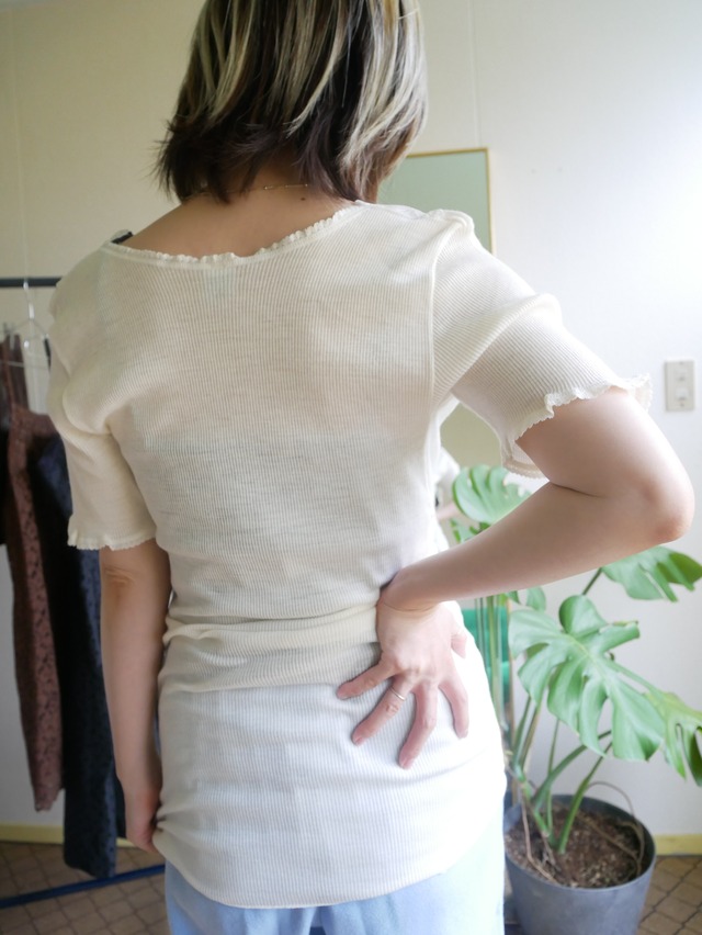 70s Italy "GRIGNASCO" Lace Rib Knit Top