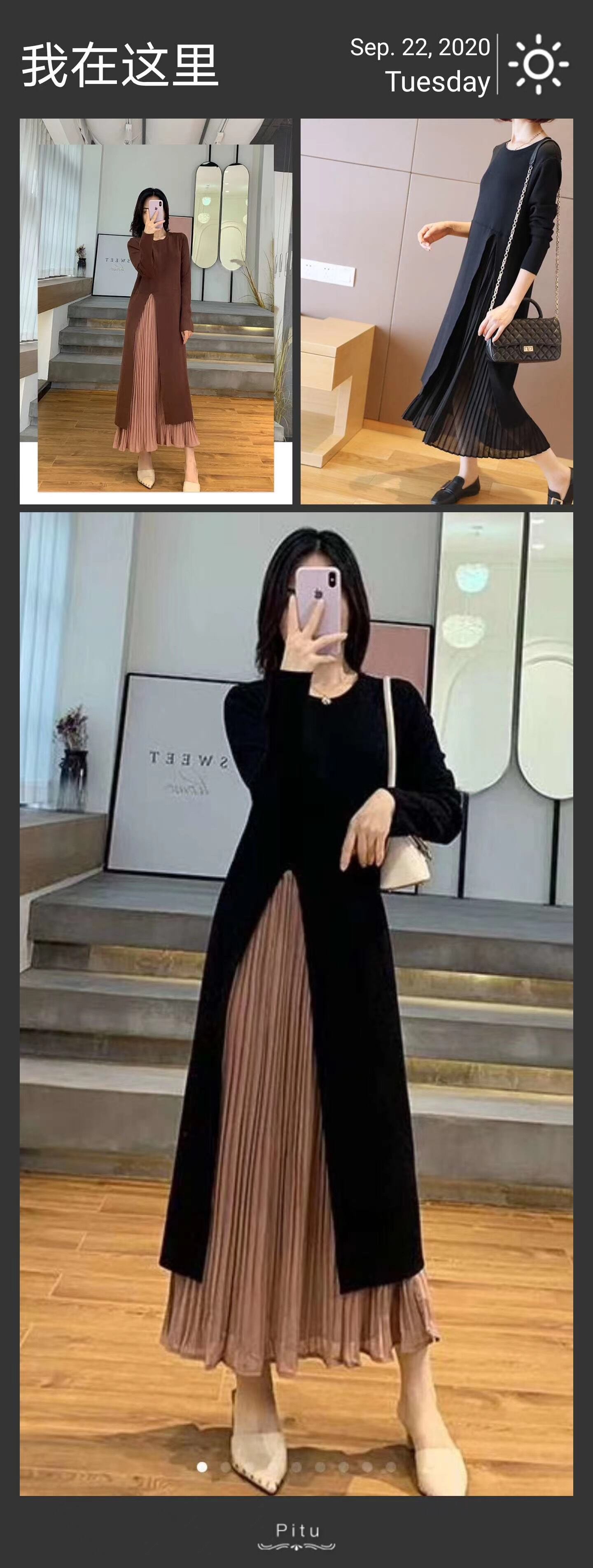 切り替えプリーツワンピース