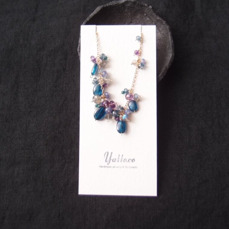 【K14gf】Mixed Stone Bracelet・Blue×Purple×Gray /カイヤナイト mixブレスレット