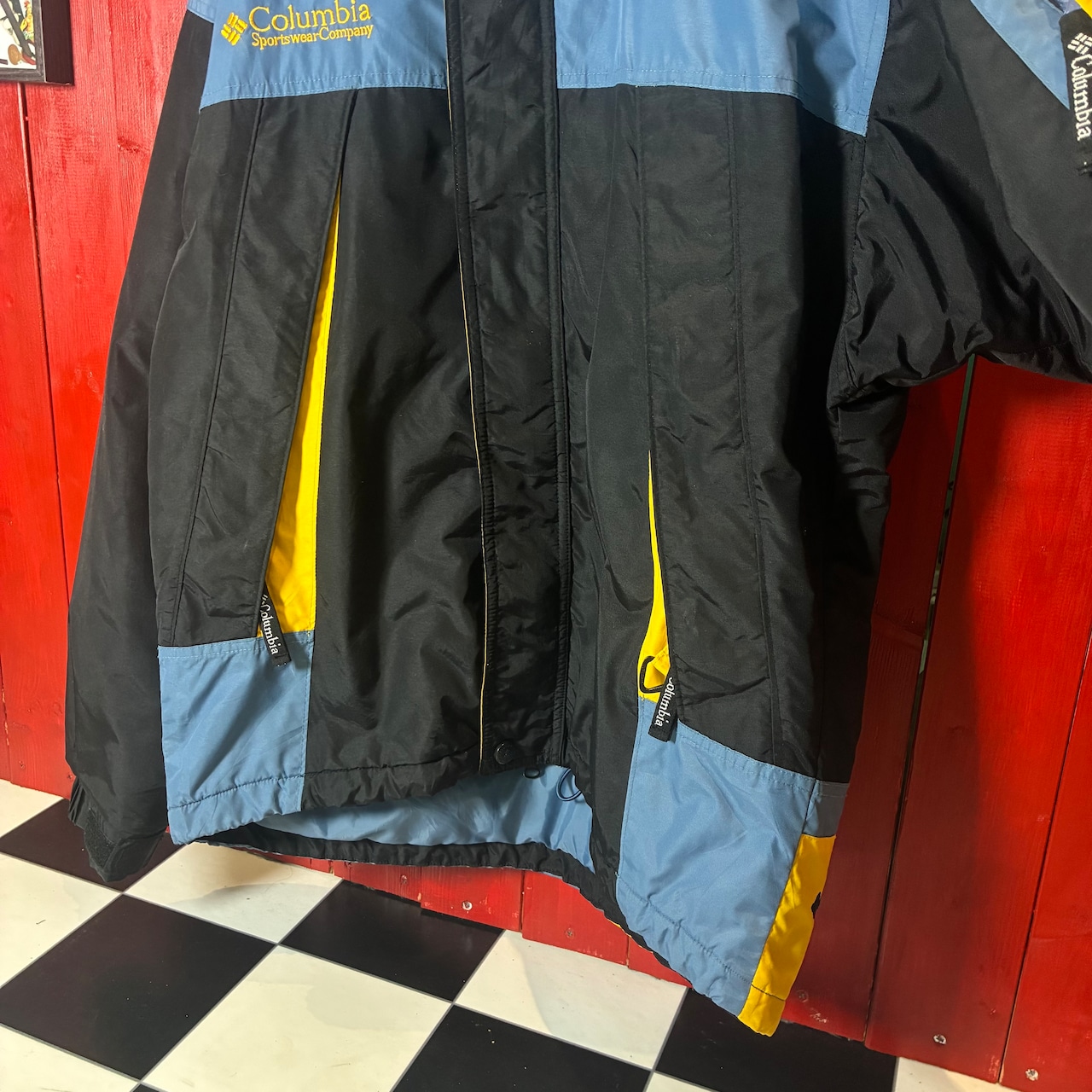 90s Columbia マウンテンパーカー マルチカラー ダブルジップ ドローコード