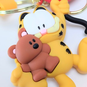 【 Garfield ( ガーフィールド ) 】『 ガーフィールド & プーキー 』 3Dラバーキーホルダー ストラップ付き / キーチェーン〚アメリカン雑貨 アメトイ〛