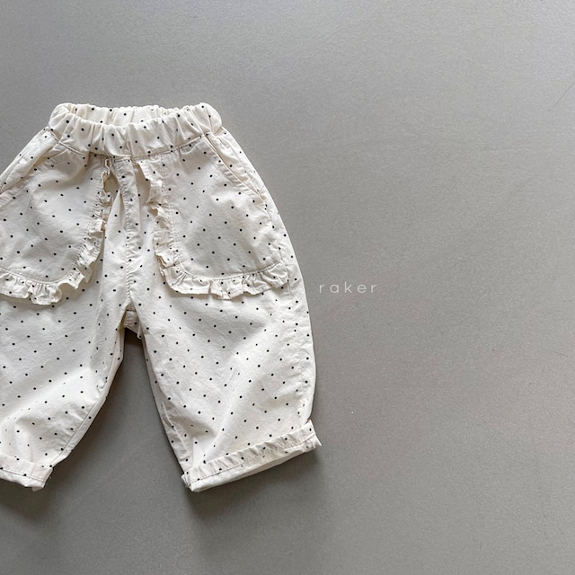 【取寄】raker|frill pocket pants (cream)|フリルポケットパンツ(クリーム)|XS-2XL|kids|26 spring