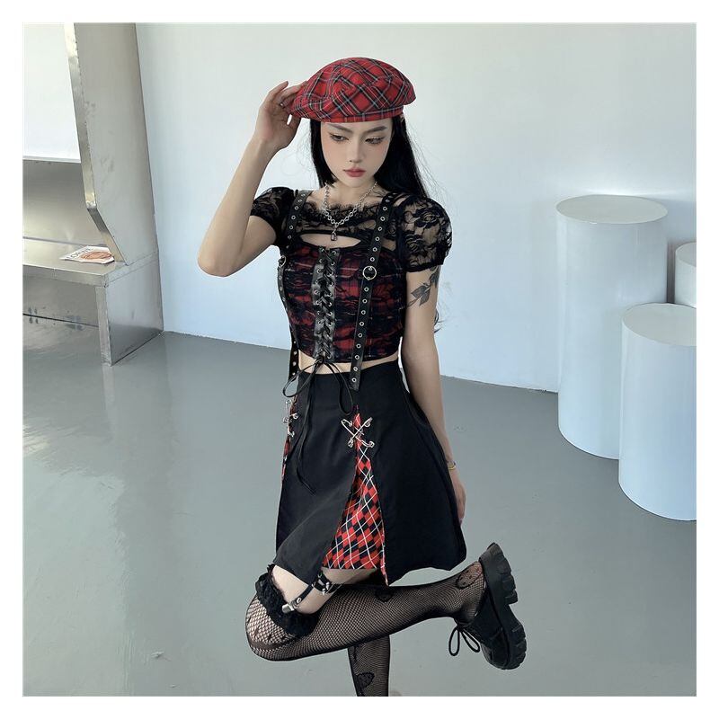 アルゴンキン スカート ロック パンク 地雷 サブカル ひざ丈スカート