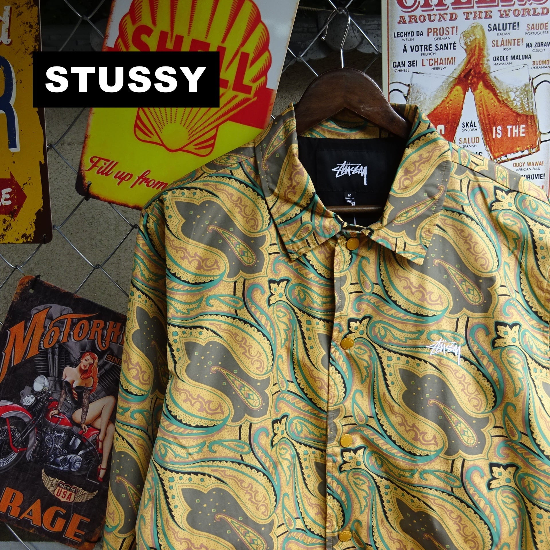 STUSSY ステューシー コーチジャケット 総柄 ペイズリー柄 M サイズ ワンポイント 刺繍 ロゴ 10391 | cloth works STUSSY ステューシー コーチジャケット 総柄 ペイズリー柄 M サイズ ワンポイント 刺繍 ロゴ 10391 | cloth works