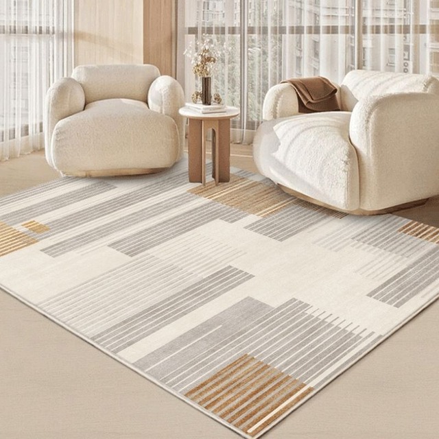 カーペット 絨毯 ラグ 300cm×200cm 280cm×180cm ホテルライク インテリア おしゃれ 洗える マット シンプル モダン 韓国インテリア 幾何学 抽象柄 リビング 寝室 滑り止め付 5デザイン ホワイト系