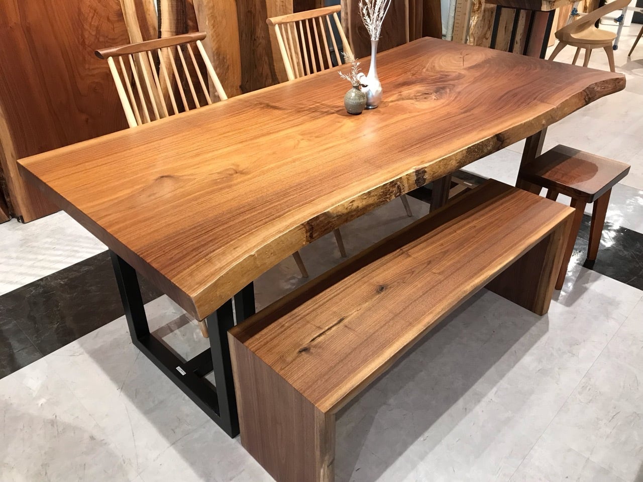 ウォールナット_2100×870-860-1000×55_横浜元町店_テーブル天板/一枚板 ウォールナット_2100×870-860-1000×55_横浜元町店_テーブル天板/一枚板