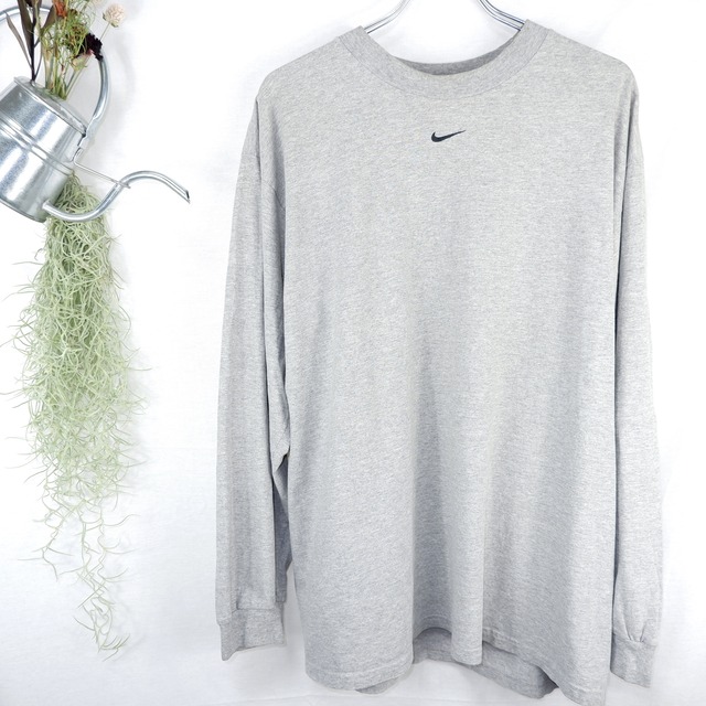 [L] NIKE Centered Logo Gray L/S Tee | ナイキ センターロゴ グレー ロングTシャツ