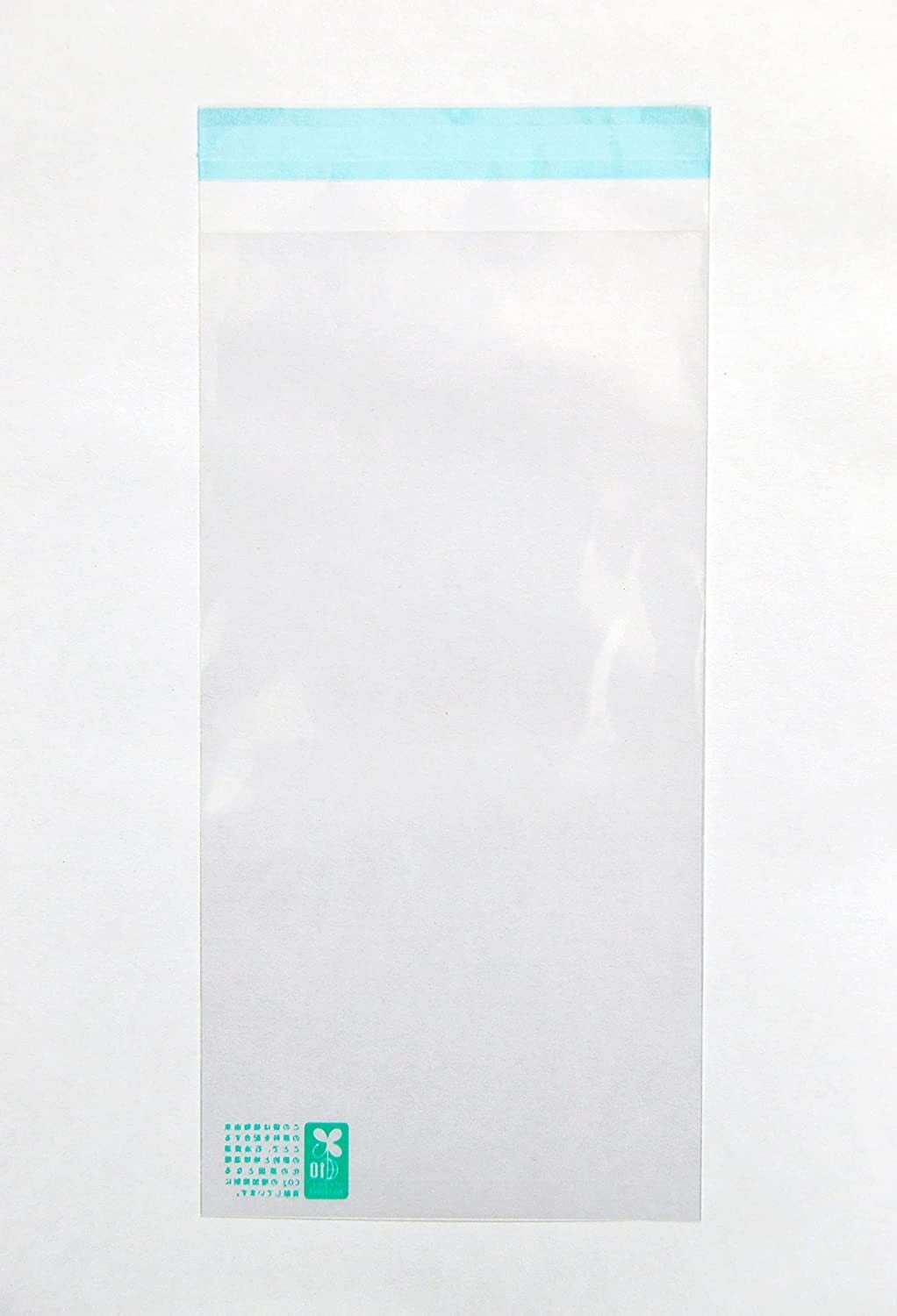 印刷OPP袋 長3 1,000枚 50μ(0.05mm) 表：白ベタ 切手 筆記可 後納1本 静電気防止処理テープ付き 折線付き 横120× - 4