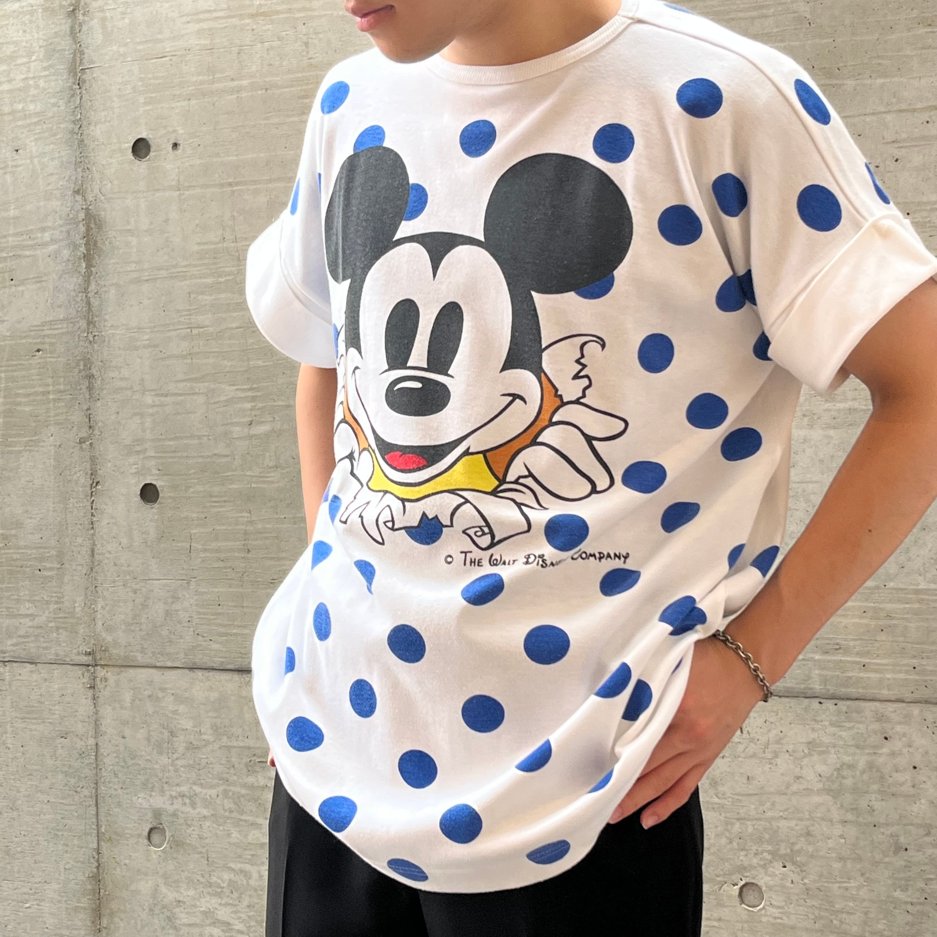 【希少】90's OLD Disney ミッキー 両面プリント Tシャツ レトロ