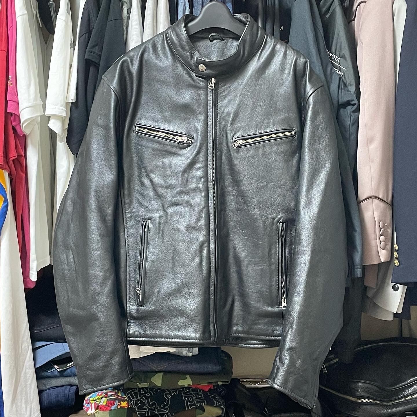MOTO FIELD シングルライダースジャケット LLサイズ ブラック 水牛 