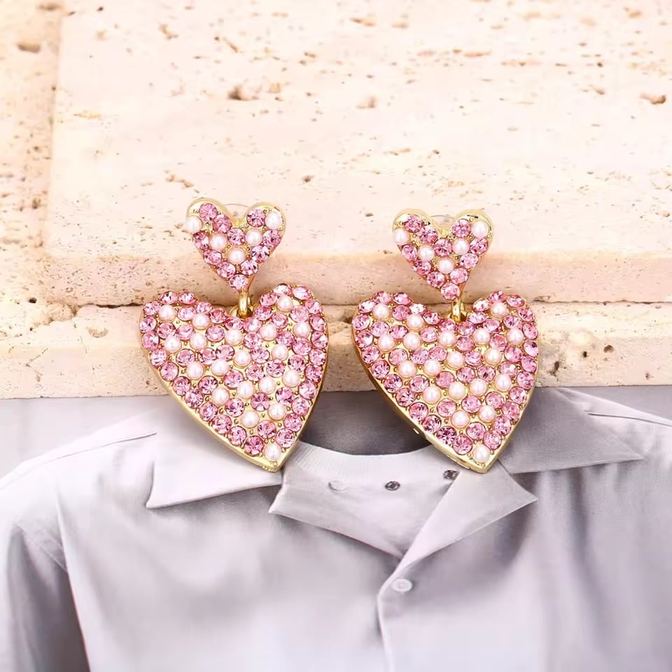 ハートパールビジューピアス（一ヶ月程でお届け） | milkyfleur