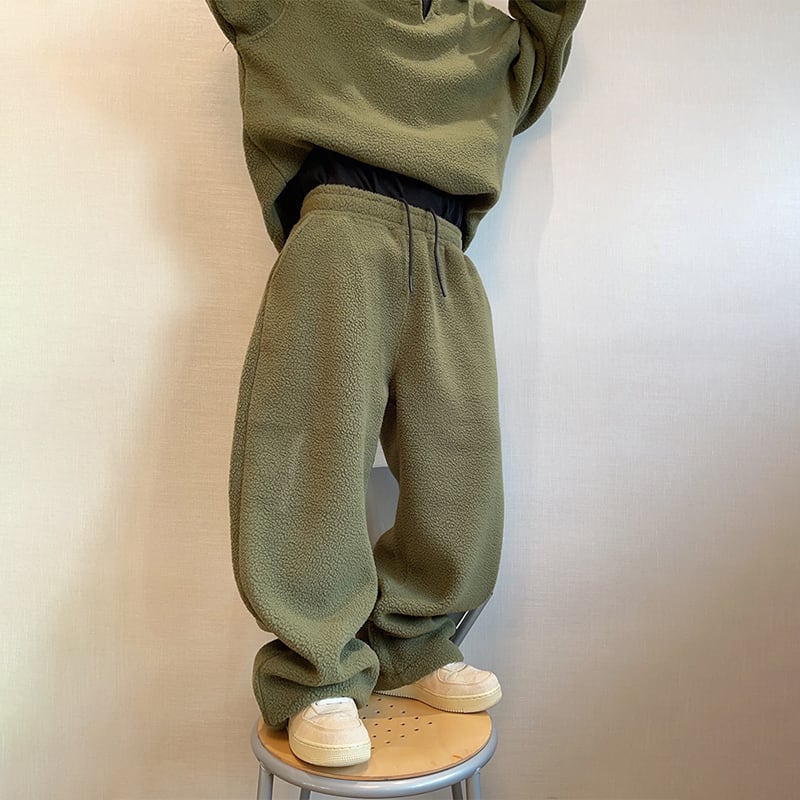 dannyandzeeオリーブ色ボアワイドパンツ | mblueshop