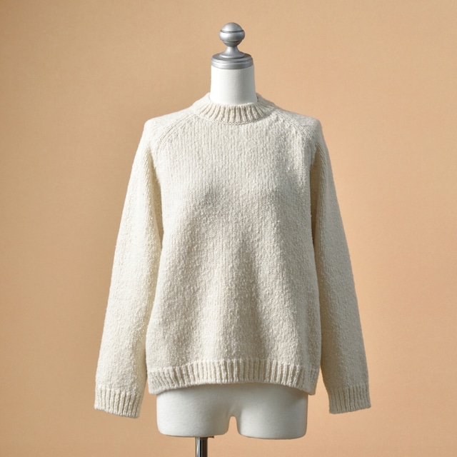 evam eva エヴァムエヴァ　リニューウールラグランプルオーバー renew-wool raglan pullover・アイボリー　リサイクル糸を再紡績して作られた表情豊かなニットです【送料無料】