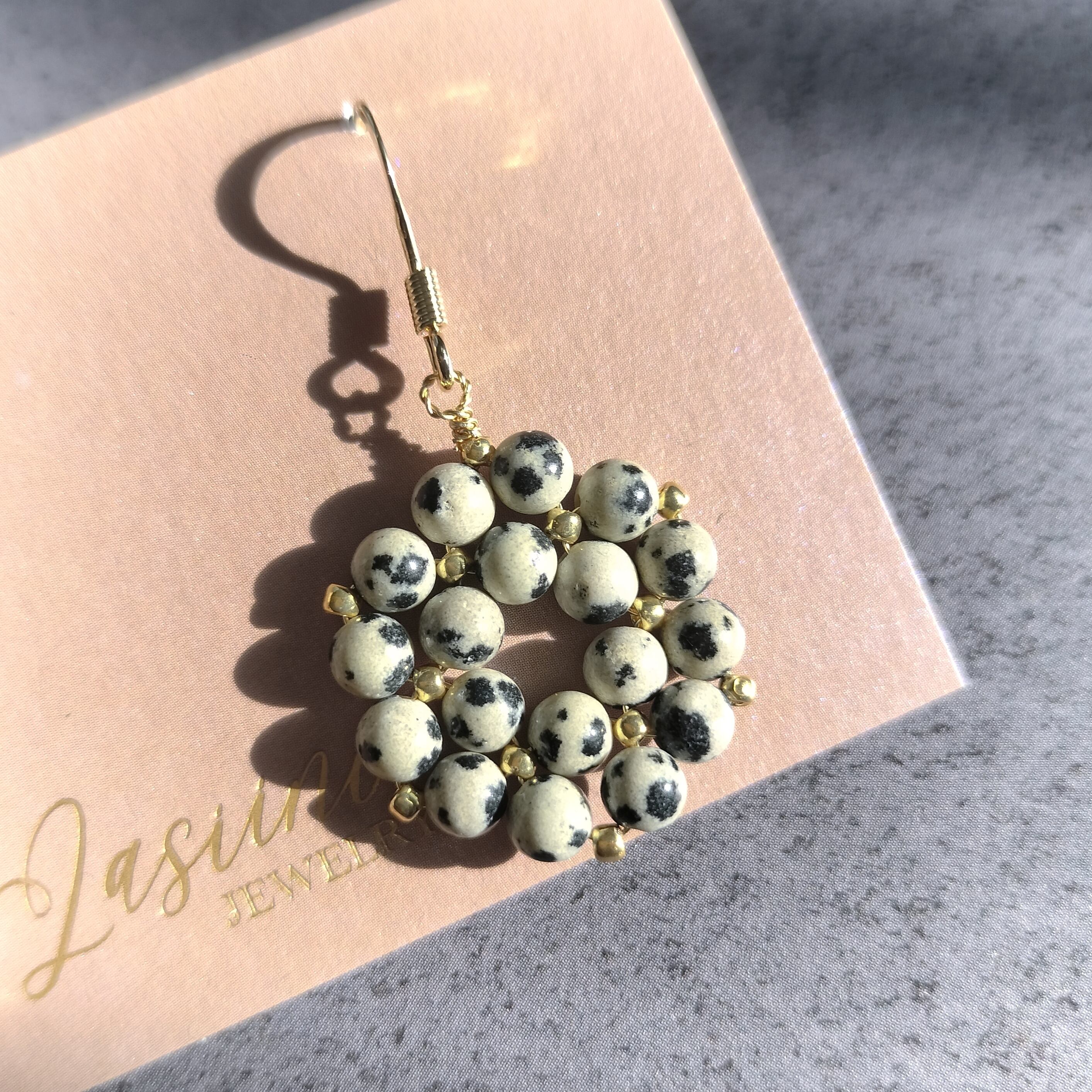 タンザナイト×ダルメシアンジャスパーのフープイヤリング ピアス風