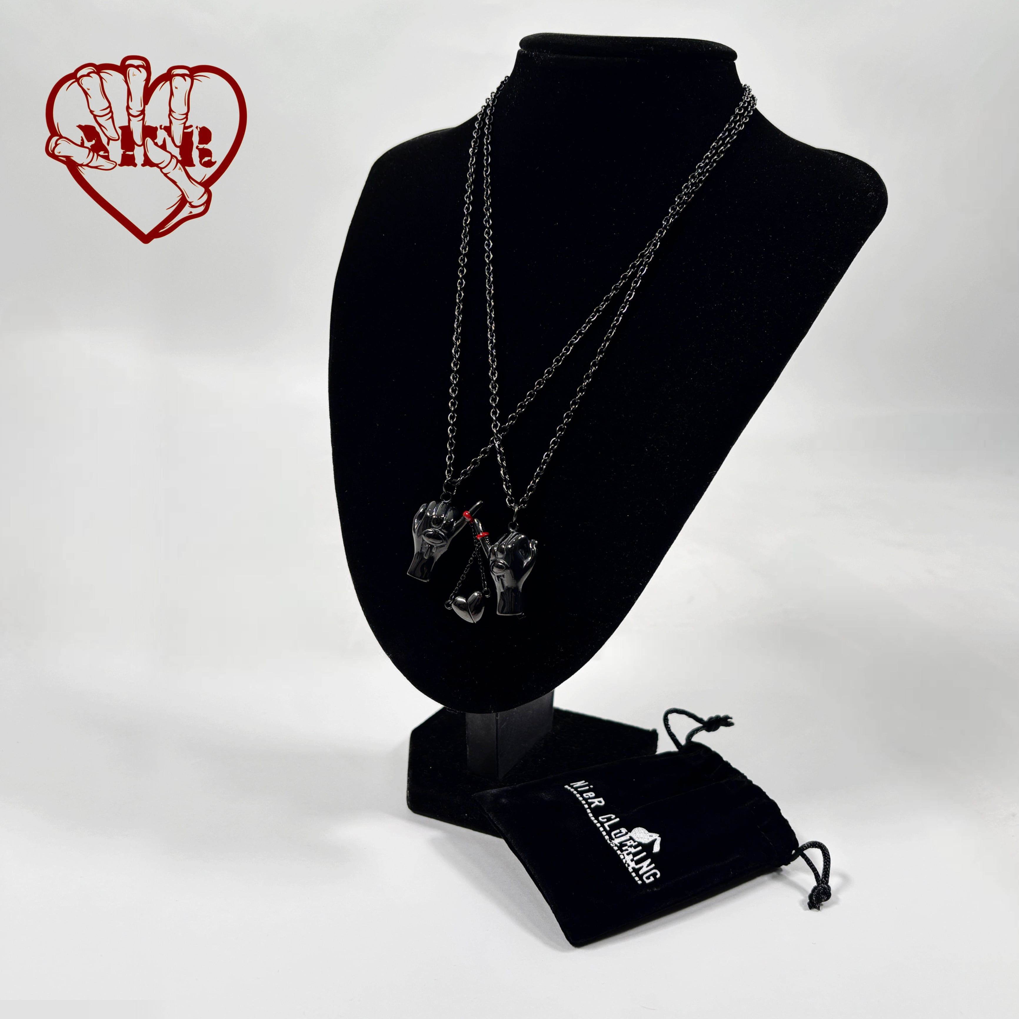 MAGNET HEART PAIR BLACK NECKLACE【SWEAR】 | NIER CLOTHING