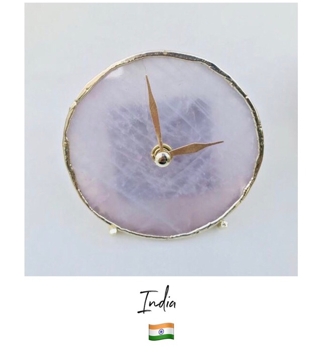 【Made in インド】天然石 ドゥルージー 時計 ⁑ Rose Agate Clock