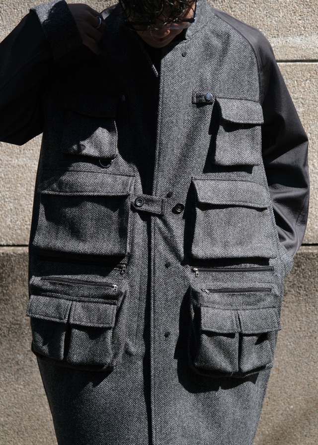 PHENIX by TKMT TYPE P-002A wool tweed balmacaan coat / Gray