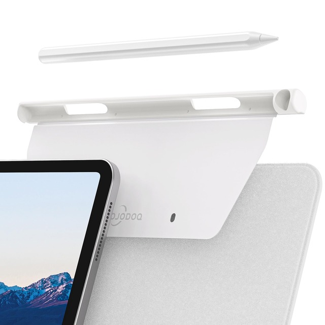 GOOJODOQ アップルペンシル適用iPad ペンホルダー マジックキーボード対応 Pencil ホルダー 収納 ペンシルホルダー 軽量 薄型 保護 紛失防止 ホワイト