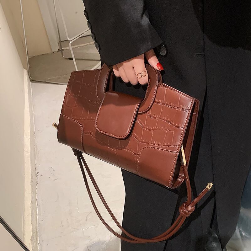 オータムスタンダードショルダーバッグ レトロ 秋物 スクウェア 手作りハンドバック76462860786