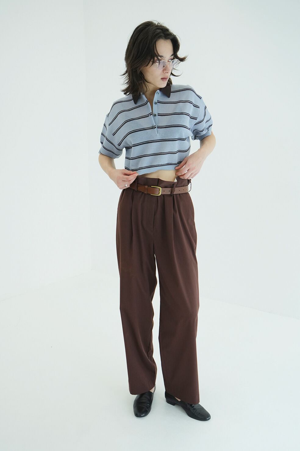 CLANE SPONGY SHEER POLO KNIT TOPS 3色展開 | FLICKA ASHIYA