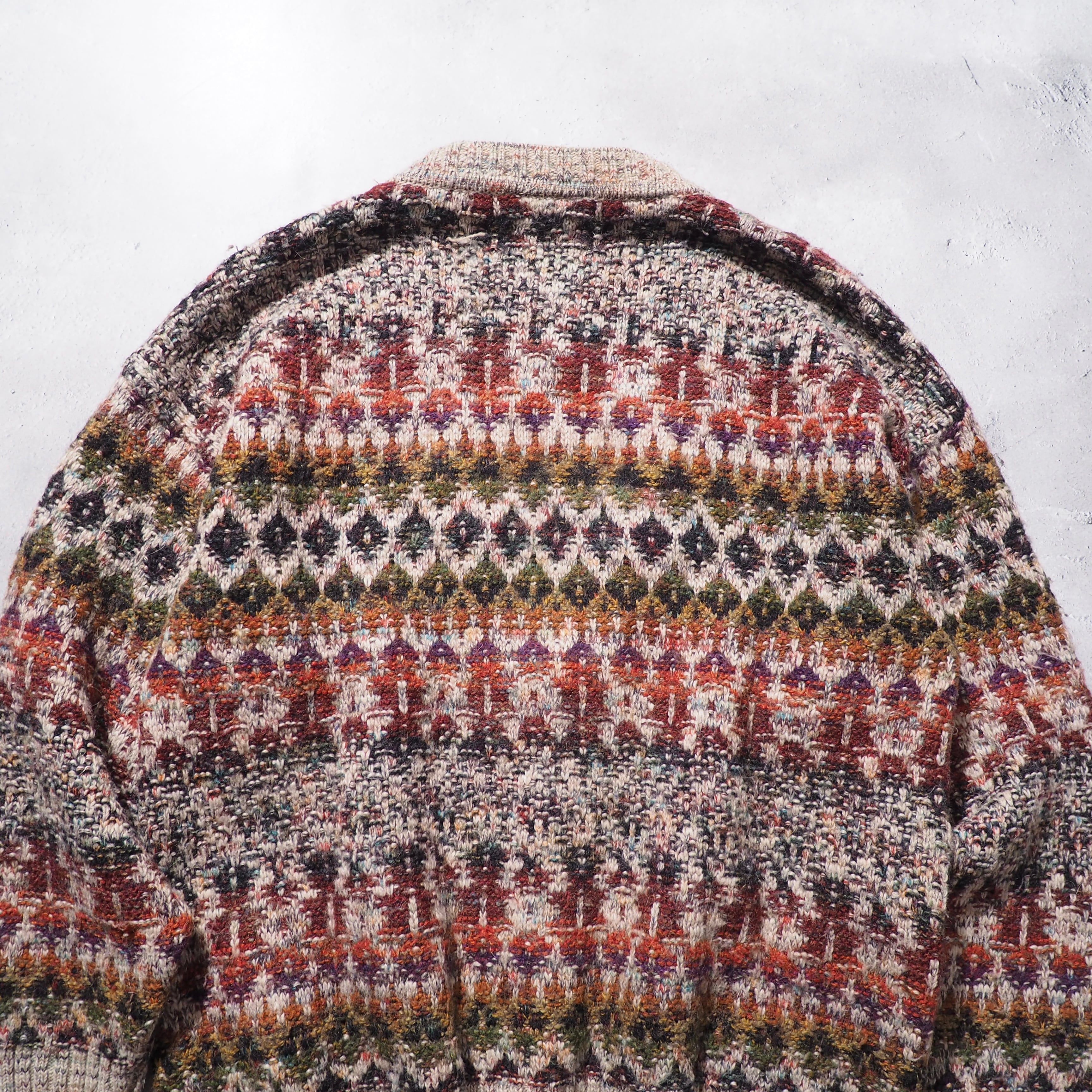 ” 極彩 ” Richly multi color plain weave vintage loose knit cardigan