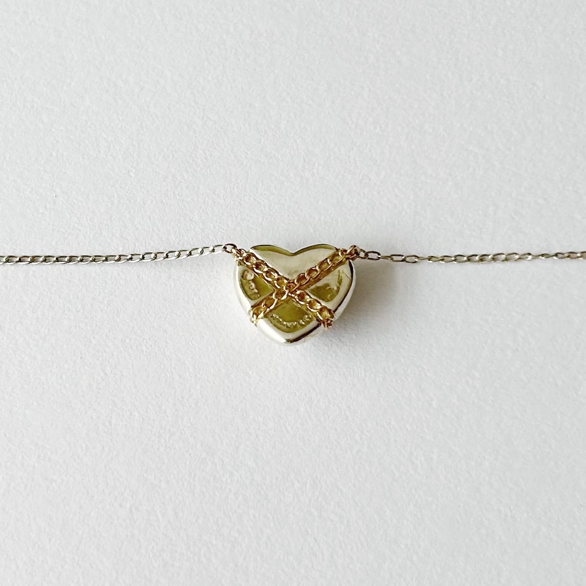 T8058】Tiffany&Co. cross heart necklace/silver925,K18/ティファニー