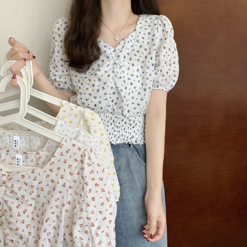 フローラルショートシャツ 薄手コート サマースタイルウェストトップス 夏物 花柄 YY-ファッション54420339700