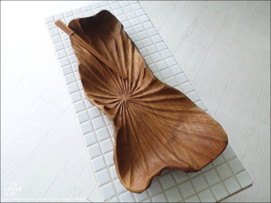 チーク無垢材 ボウルプレートbreite 大型トレイ 盛り皿 サラダボウル 菓子鉢 大型食器 入れ物 ナチュラル 世界三大銘木 W43cm