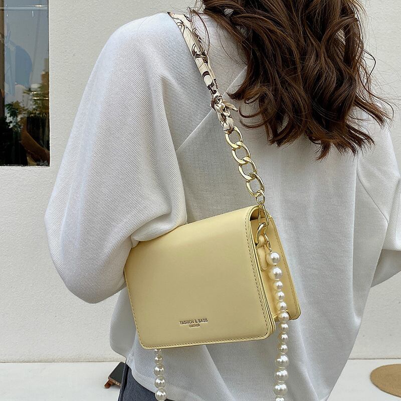 サマーパールチェーン スカーフ 夏物 シルク 真珠 スクウェア メッセンジャーバッグ Tiancai_Wing_Bag95341500850