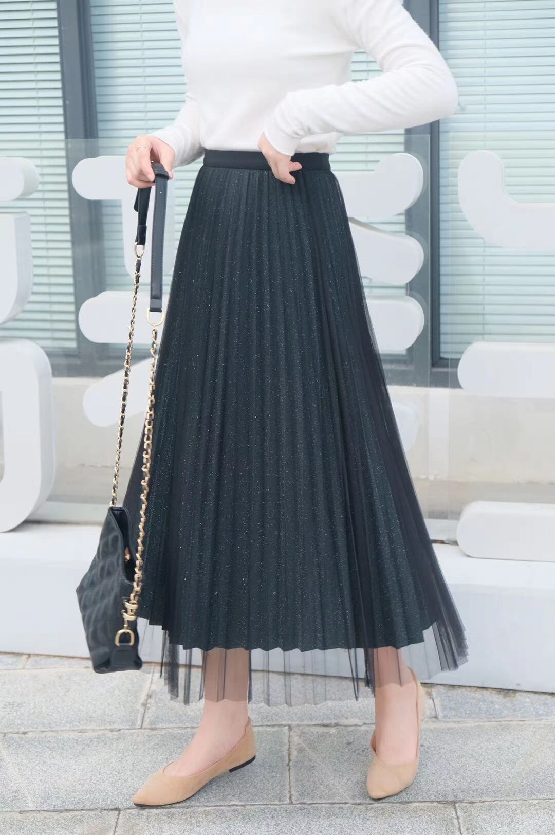 シフォン重ねプリーツスカート　AJ−22003-9909