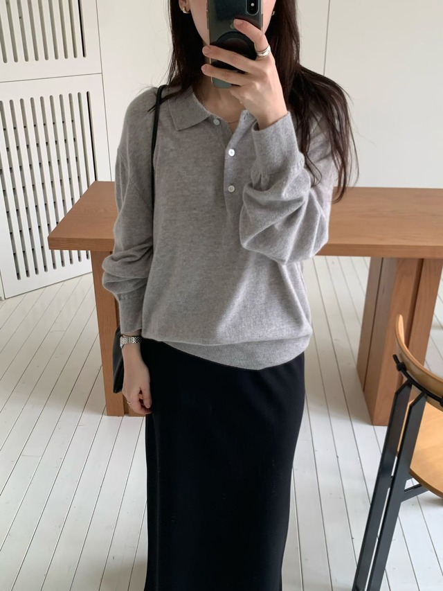 (予約) fl lanel / Cashmere polo knit 3color