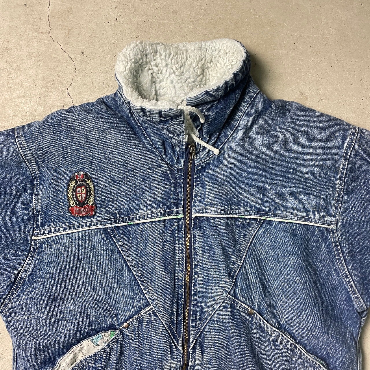 90年代 MUMKO ユーロ 変形 デニムボアジャケット メンズL相当 古着 