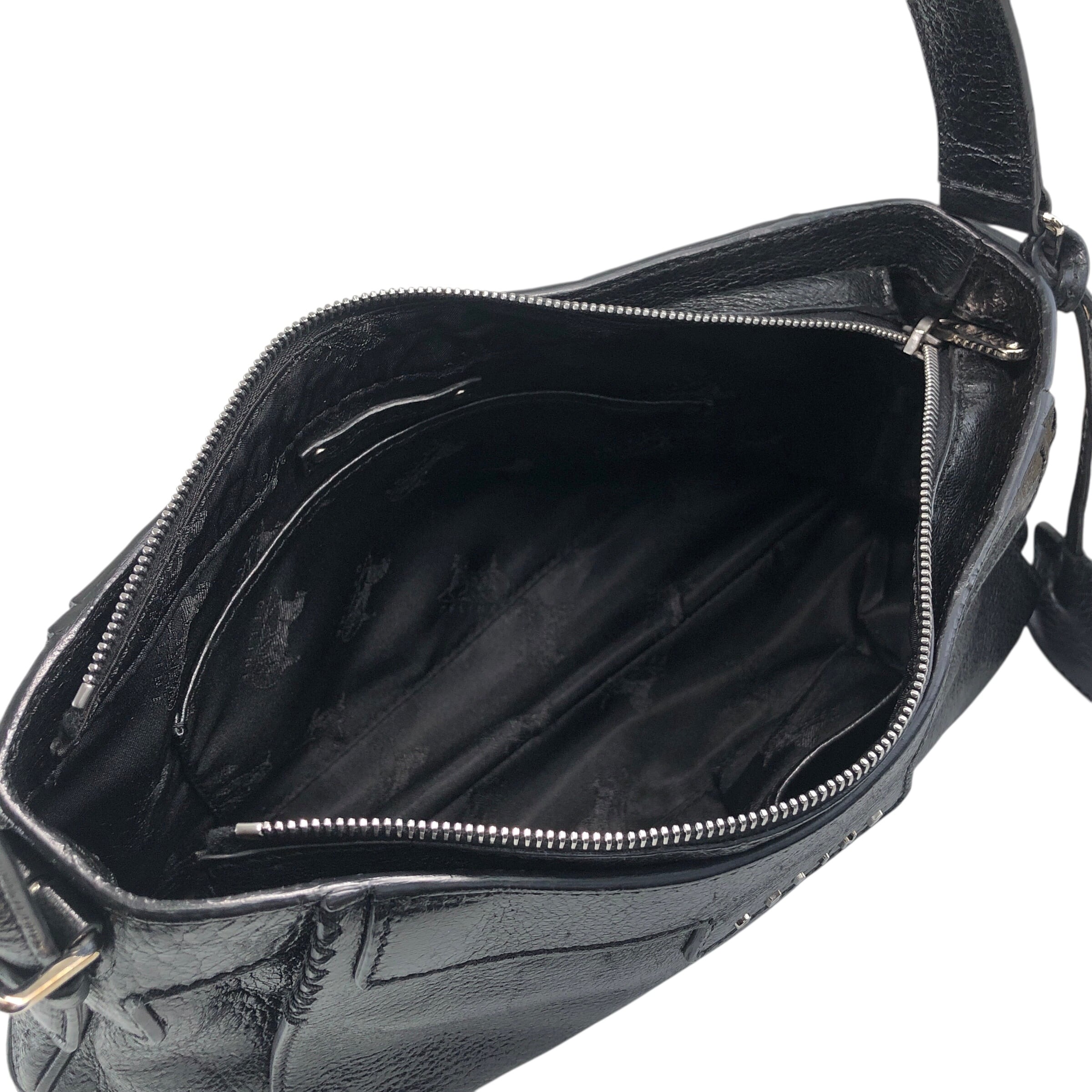 CELINE セリーヌ ショルダーバッグ ブラック ロゴ 馬車 レザー